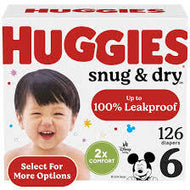 HUGGIES SNUG & DRY DIAPERS SIZE 6 126 COUNT  #ROCK VALUE PRODUCT ORDER BY MONDAY NOV 26 ARRIVING DEC 04 FOR DELIVERY#