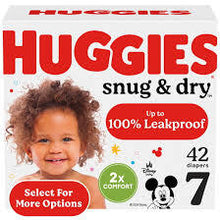 HUGGIES SNUG & DRY DIAPERS SIZE 7  42 COUNT  #ROCK VALUE PRODUCT ORDER BY MONDAY NOV 26 ARRIVING DEC 04 FOR DELIVERY#