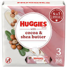 HUGGIES WIPES WITH COCOA & SHEA BUTTER, SCENTED 3 PK 168 CT #ROCK VALUE PRODUCT ORDER BY MONDAY NOV 26 ARRIVING DEC 04 FOR DELIVERY#