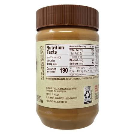 Jif Natural Creamy Low Sodium Peanut Butter 16 oz Non GMO Gluten Free