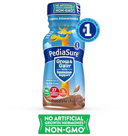 PEDIASURE GROW & GAIN CHOCOLATE SHAKE 8 OZ