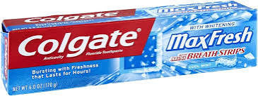 COLGATE MAX FRESH WITH WHITENING BREATH STRIPS TOOTHPASTE 7.3 OZ