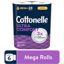 COTTONELLE ULTRA COMFORT 3X’s 6 MEGA ROLLS = 24 REGULAR ROLLS 244 SHEETS