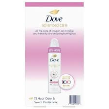 DOVE INVISIBLE CLEAR FINISH 72 HR ADVANCED CARE DRY SPRAY 4.8 OZ (25% MORE)