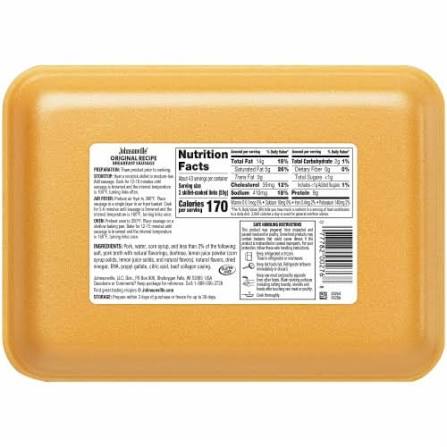 JOHNSONVILLE ORIGINAL RECIPE  BREAKFAST SAUSAGE 12 OZ