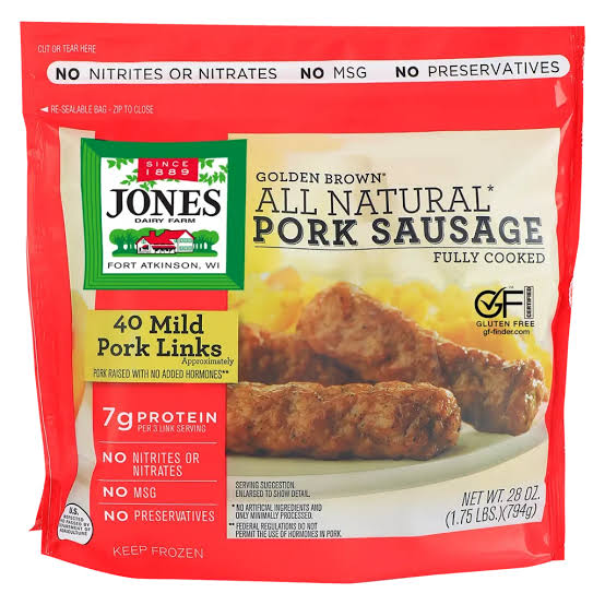 JONES GOLDEN BROWN ALL NATURAL PORK SAUSAGE LINKS 28 OZ
