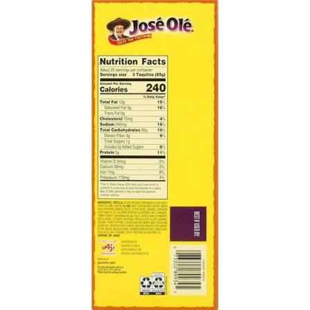 JOSE OLE BEEF TAQUITOS 60 CT 3.75 LBS