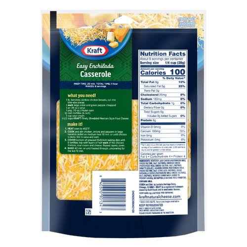 KRAFT MEXICAN STYLE FOUR SHREDDED CHEESE  8 OZ