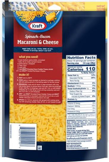 KRAFT SHREDDED SHARP CHEDDAR CHEESE  16 OZ