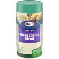 KRAFT THREE CHEESE BLEND GRATED CHEESE 8 OZ SHAKER #ROCK VALUE-ORDER BY THURSDAY EVENING AUG 19  ARRIVING AUG 27  FOR DELIVERY#