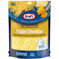 KRAFT TRIPLE CHEDDAR FINELY SHREDDED CHEESE 8 OZ  #ROCK VALUE-ORDER BY THURSDAY EVENING AUG 19  ARRIVING AUG 27  FOR DELIVERY#