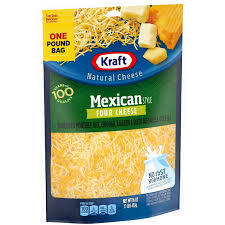 KRAFT MEXICAN STYLE FOUR CHEESE BLEND SHREDDED CHEESE 16 OZ #ROCK VALUE-ORDER BY THURSDAY EVENING AUG 19  ARRIVING AUG 27  FOR DELIVERY#
