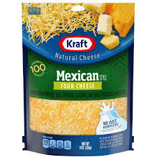 KRAFT MEXICAN STYLE FOUR CHEESE BLEND SHREDDED CHEESE 8 OZ #ROCK VALUE-ORDER BY THURSDAY EVENING AUG 19  ARRIVING AUG 27  FOR DELIVERY#