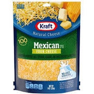 KRAFT MEXICAN STYLE FOUR CHEESE BLEND SHREDDED CHEESE 8 OZ #ROCK VALUE-ORDER BY THURSDAY EVENING AUG 19  ARRIVING AUG 27  FOR DELIVERY#