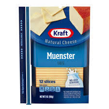 KRAFT MUENSTER CHEESE SLICES 12 CT  #ROCK VALUE-ORDER BY THURSDAY EVENING AUG 19  ARRIVING AUG 27  FOR DELIVERY#