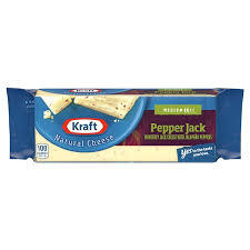 KRAFT PEPPER JACK MEDIUM CHEESE 8 OZ BLOCK #ROCK VALUE-ORDER BY THURSDAY EVENING MAR 24  ARRIVING MAR 31  FOR DELIVERY#