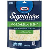 KRAFT SIGNATURE THICK SHREDS MOZZARELLA BLEND CHEESE 8 OZ #ROCK VALUE-ORDER BY THURSDAY EVENING AUG 19  ARRIVING AUG 27  FOR DELIVERY#