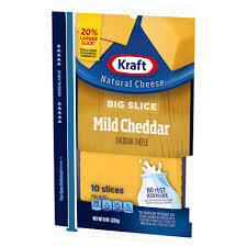 KRAFT BIG SLICE MILD CHEDDAR CHEESE SLICES 10 CT  #ROCK VALUE-ORDER BY THURSDAY EVENING AUG 19  ARRIVING AUG 27  FOR DELIVERY#
