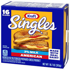 KRAFT SINGLES 2% MILK AMERICAN CHEESE SLICES 16 CT #ROCK VALUE-ORDER BY THURSDAY EVENING AUG 19  ARRIVING AUG 27  FOR DELIVERY#
