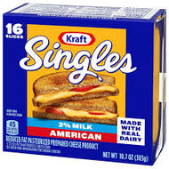 KRAFT SINGLES 2% MILK AMERICAN CHEESE SLICES 16 CT #ROCK VALUE-ORDER BY THURSDAY EVENING AUG 19  ARRIVING AUG 27  FOR DELIVERY#