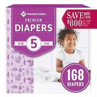 MEMBER'S MARK PREMIUM BABY DIAPERS SIZE 5 168 CT (27+ LBS) #ROCK VALUE PRODUCT ORDER BY MONDAY NOV 26 ARRIVING DEC 04 FOR DELIVERY#