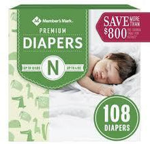 MEMBER'S MARK PREMIUM BABY DIAPERS SIZE NEWBORN 108 CT (UP TO 10 LBS) #ROCK VALUE PRODUCT ORDER BY MONDAY NOV 26 ARRIVING DEC 04 FOR DELIVERY#