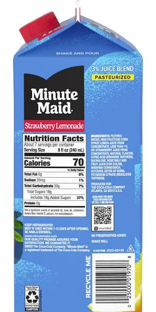 MINUTE MAID STRAWBERRY LEMONADE JUICE DRINK 59 OZ