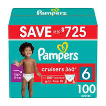 PAMPERS CRUISERS 360 DIAPERS GAP FREE FIT SIZE 6 100 CT (35+ LBS) #ROCK VALUE PRODUCT ORDER BY MONDAY NOV 26 ARRIVING DEC 04 FOR DELIVERY#