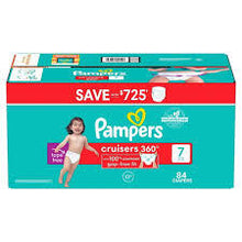 PAMPERS CRUISERS 360 DIAPERS GAP FREE FIT SIZE 7 84 CT (41+ LBS) #ROCK VALUE PRODUCT ORDER BY MONDAY NOV 26 ARRIVING DEC 04 FOR DELIVERY#