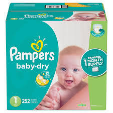 PAMPERS BABY DRY ONE-MONTH SUPPLY DIAPERS SIZE 1 252 CT (8-14 LBS) #ROCK VALUE PRODUCT ORDER BY MONDAY NOV 26 ARRIVING DEC 04 FOR DELIVERY#