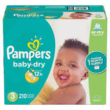 PAMPERS BABY DRY ONE-MONTH SUPPLY DIAPERS SIZE 3 210 CT (16-28 LBS) #ROCK VALUE PRODUCT ORDER BY MONDAY NOV 26 ARRIVING DEC 04 FOR DELIVERY#