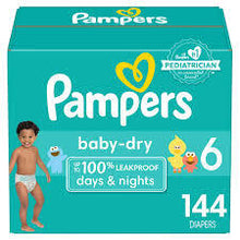 PAMPERS BABY DRY ONE-MONTH SUPPLY DIAPERS SIZE 6 144 CT (35+ LBS) #ROCK VALUE PRODUCT ORDER BY MONDAY NOV 26 ARRIVING DEC 04 FOR DELIVERY#