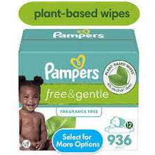 PAMPERS FREE & GENTLE BABY WIPES 12 PK 936 WIPES TOTAL #ROCK VALUE PRODUCT ORDER BY MONDAY NOV 26 ARRIVING DEC 04 FOR DELIVERY#