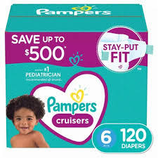 PAMPERS CRUISERS STAY-PUT FIT DIAPERS SIZE 6 120 CT (35+ LBS) #ROCK VALUE PRODUCT ORDER BY MONDAY NOV 26 ARRIVING DEC 04 FOR DELIVERY#