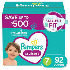 PAMPERS CRUISERS STAY-PUT FIT DIAPERS SIZE 7 92 CT (41+ LBS) #ROCK VALUE PRODUCT ORDER BY MONDAY NOV 26 ARRIVING DEC 04 FOR DELIVERY#