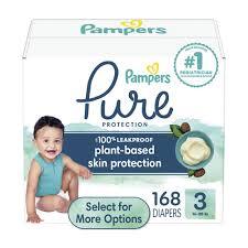 PAMPERS PURE PROTECTION PLANT BASED DIAPERS SIZE 3 168 CT (16-28 LBS) #ROCK VALUE PRODUCT ORDER BY MONDAY NOV 26 ARRIVING DEC 04 FOR DELIVERY#