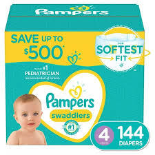 PAMPERS SWADDLERS DIAPERS SIZE 4 144 CT (22-37 LBS) #ROCK VALUE PRODUCT ORDER BY MONDAY NOV 26 ARRIVING DEC 04 FOR DELIVERY#