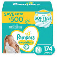 PAMPERS SWADDLERS DIAPERS NEWBORN 174 CT  LESS THAN 10 LBS #ROCK VALUE PRODUCT ORDER BY MONDAY NOV 26 ARRIVING DEC 04 FOR DELIVERY#