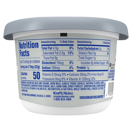 PHILADELPHIA WHIPPED CREAM CHEESE GARLIC AND HERB 7.5 OZ