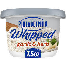 PHILADELPHIA GARLIC & HERB WHIPPED CREAM CHEESE SPREAD 7.5 OZ TUB #ROCK VALUE-ORDER BY THURSDAY EVENING AUG 19  ARRIVING AUG 27  FOR DELIVERY#