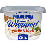 PHILADELPHIA GARLIC & HERB WHIPPED CREAM CHEESE SPREAD 7.5 OZ TUB #ROCK VALUE-ORDER BY THURSDAY EVENING AUG 19  ARRIVING AUG 27  FOR DELIVERY#