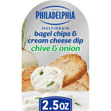 PHILADELPHIA MULTIGRAIN BAGEL CHIPS & CHIVE & ONION CREAM CHEESE DIP 2.5 OZ #ROCK VALUE-ORDER BY THURSDAY EVENING AUG 19  ARRIVING AUG 27  FOR DELIVERY#