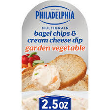 PHILADELPHIA MULTIGRAIN BAGEL CHIPS & GARDEN VEGETABLE CREAM CHEESE DIP 2.5 OZ TRAY #ROCK VALUE-ORDER BY THURSDAY EVENING AUG 19  ARRIVING AUG 27  FOR DELIVERY#
