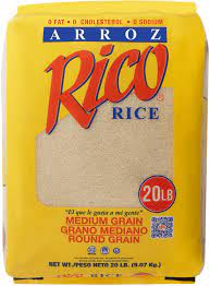 RICO LONG GRAIN RICE 20 LB #ROCK VALUE-ORDER BY  TUESDAY EVENING AUGUST 19 ARRIVING AUGUST 27 FOR DELIVERY#
