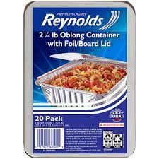 REYNOLDS OBLONG FOIL TAKE OUT CONTAINERS WITH LIDS 20 CT #ROCK VALUE-ORDER BY  MONDAY EVENING NOV 19  ARRIVING NOV 27  FOR DELIVERY#