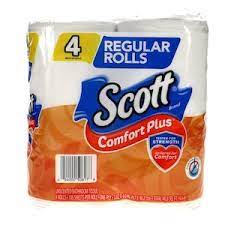 SCOTT COMFORT PLUS BATH TISSUE TOILET PAPER 4 CT