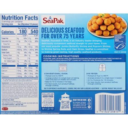 SEAPAK WILD CAUGHT BREADED SCALLOPS 22 OZ
