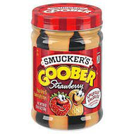 SMUCKER'S GOOBER PEANUT BUTTER AND STRAWBERRY JELLY STRIPES, 18 oz#ROCK VALUE PRODUCT. ORDER BY  MONDAY EVENING NOV 26 FOR DEC 04 DELIVERY #