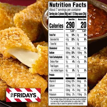 TGIF MOZZARELLA STICKS WITH MARINARA SAUCE 17.4 OZ