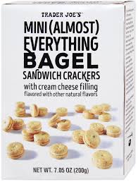 TRADER JOE'S MINI ALMOST EVERYTHING BAGEL SANDWICH CRACKERS 7.05 OZ #ROCK VALUE-ORDER BY TUESDAY EVENING NOV 25 ARRIVING DEC 03 FOR DELIVERY#